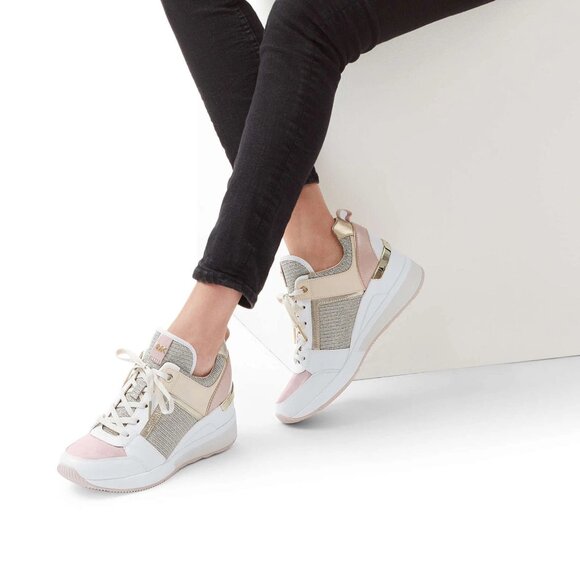 Michael Kors Georgia Trainer Soft Pink Multi Platform Wedge; Size 11 - Picture 3 of 10